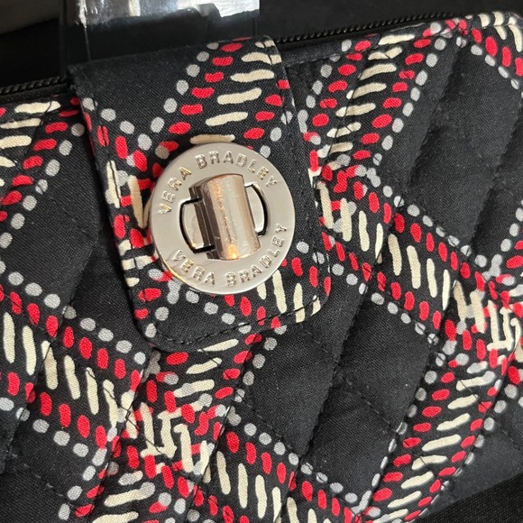 Vera Bradley Turnlock Wallet Quilted Minsk Plaid Cotton Black Red White - Picture 5 of 5